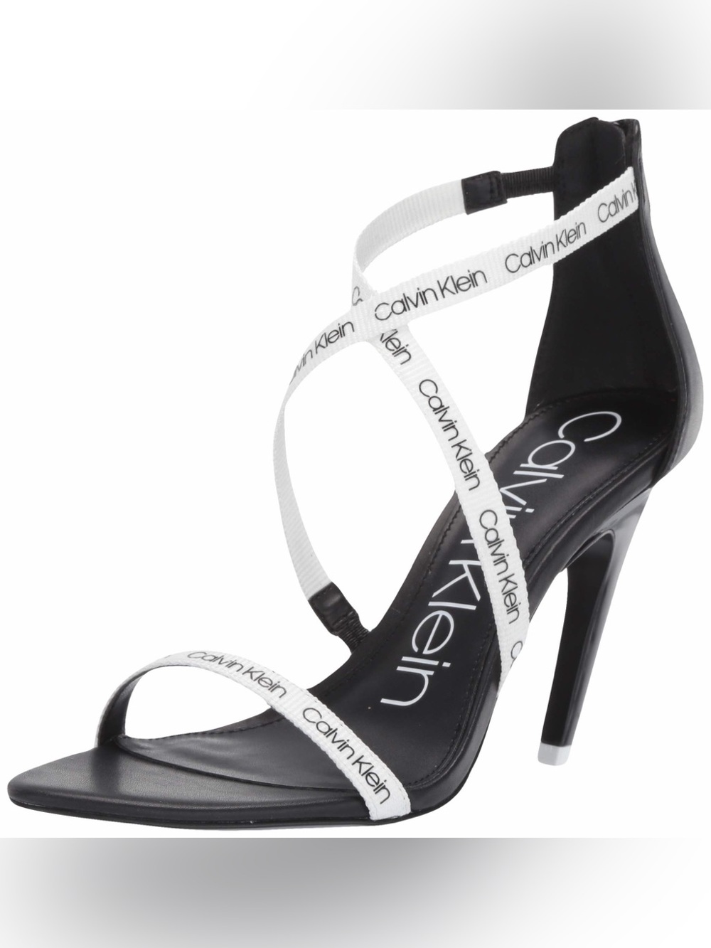 Calvin Klein Black Sandal with White Logo Straps